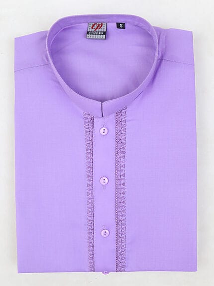 MK01 AM Men's Embroidery Stitched Kurta Purple